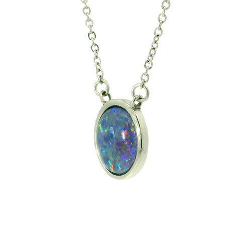 Triplet Opal Pendant in Stainless Steel - Multicolour