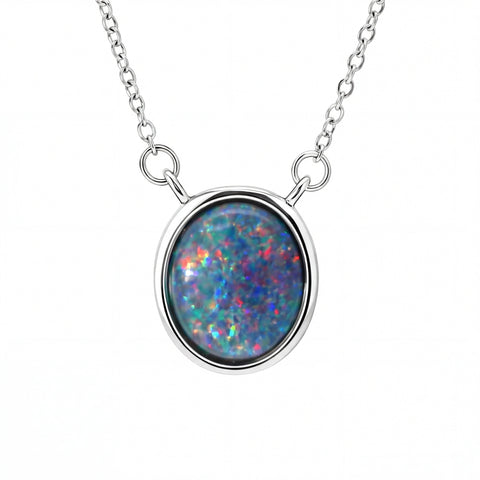 Triplet Opal Pendant in Stainless Steel - Multicolour - Australian Opal Cutters and Pearl Divers