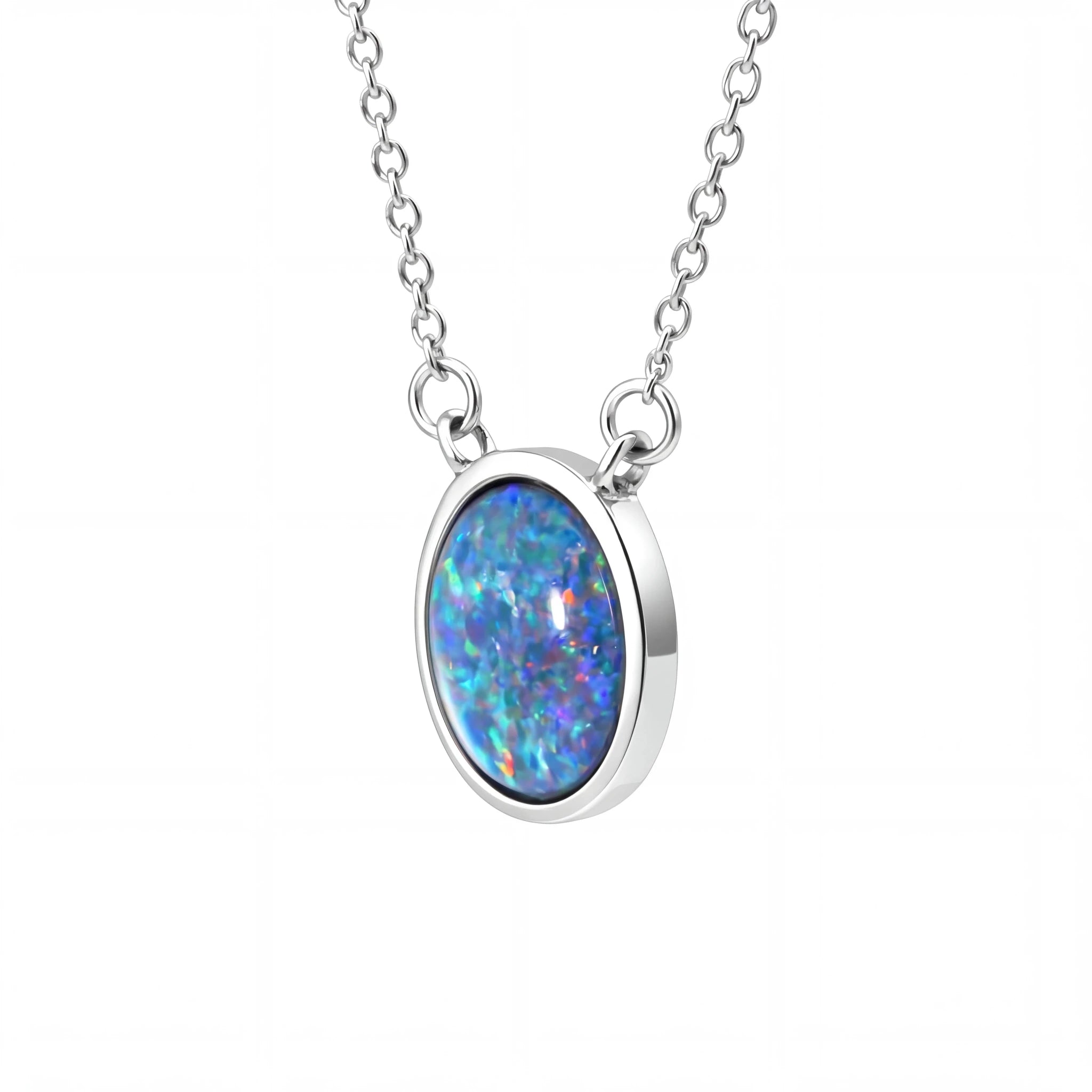Triplet Opal Pendant in Stainless Steel - Multicolour - Australian Opal Cutters and Pearl Divers