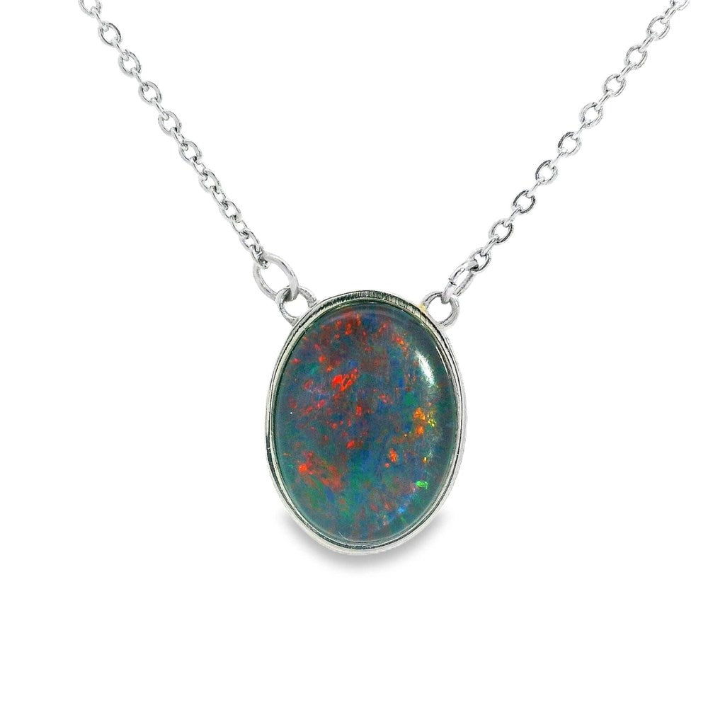 Australian Opal Triplet Pendant set in Stainless Steel