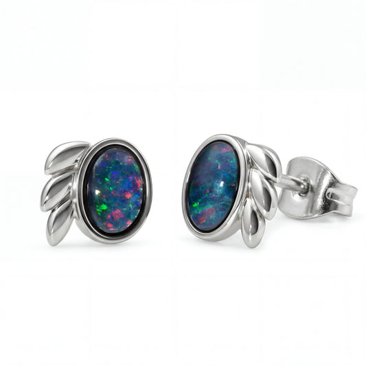 Triplet Opal Earrings in Stainless Steel - Multicolour