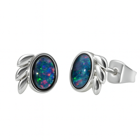 Triplet Opal Earrings in Stainless Steel - Multicolour