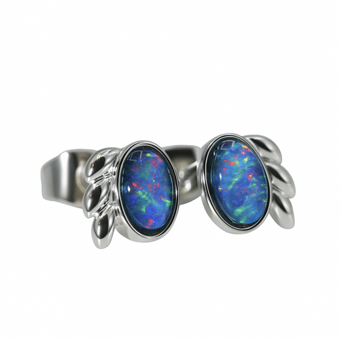 Triplet Opal Earrings in Stainless Steel - Multicolour
