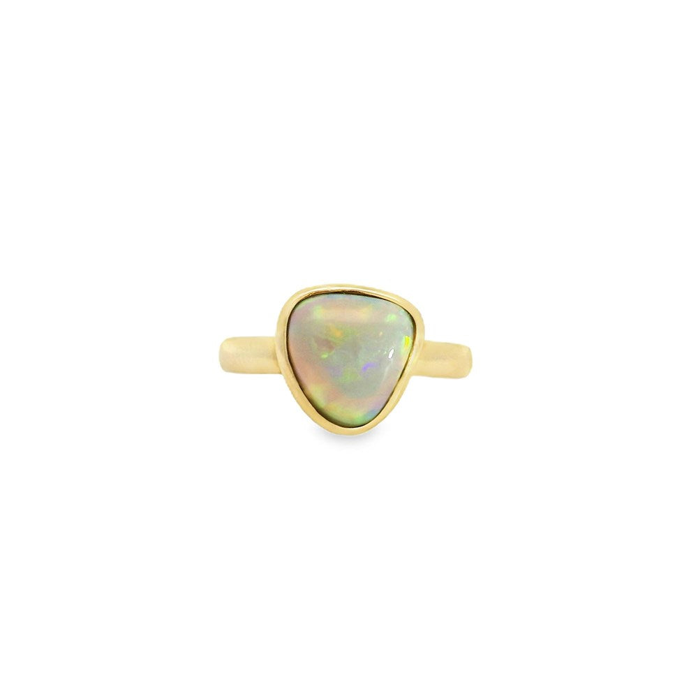 Australian Opal Black Ring set in 14K Yellow Gold