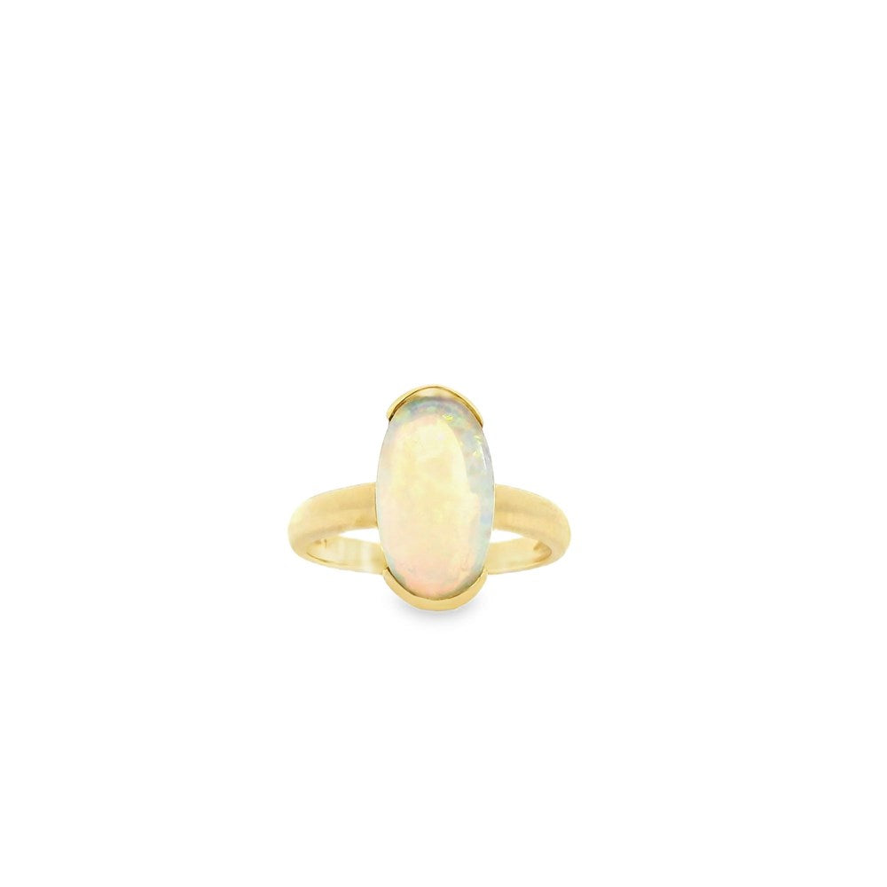 Australian Light Opal Ring set in 14K Yellow Gold