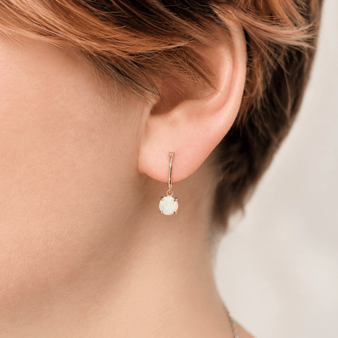 Australian Light Opal Earrings set in 14K Yellow Gold - Multicolour - Australian Opal Cutters and Pearl Divers