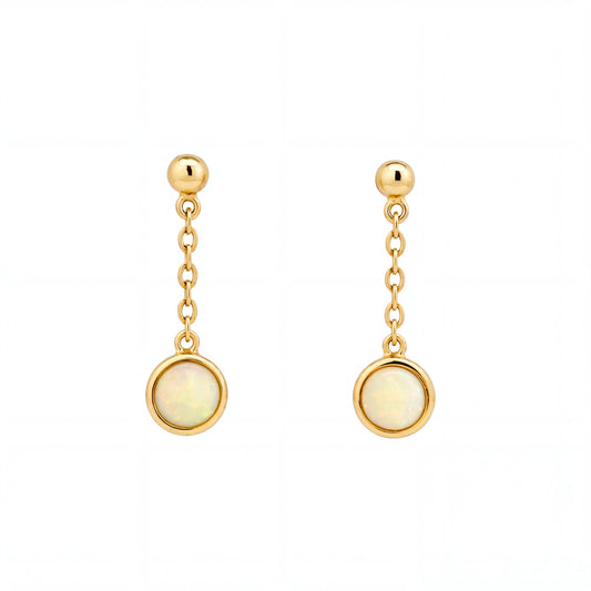 Light Opal Earrings in 14K Yellow Gold - Multicolour