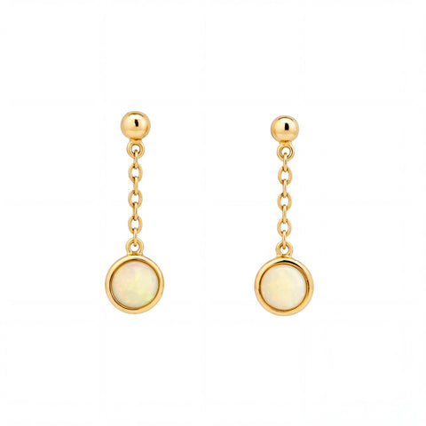 Light Opal Earrings in 14K Yellow Gold - Multicolour - Australian Opal Cutters and Pearl Divers