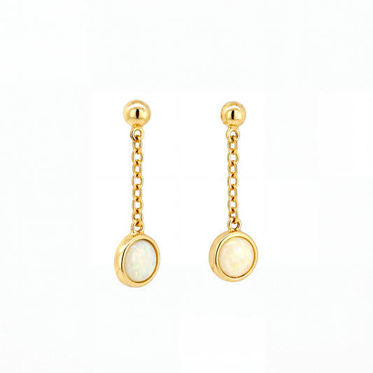 Light Opal Earrings in 14K Yellow Gold - Multicolour