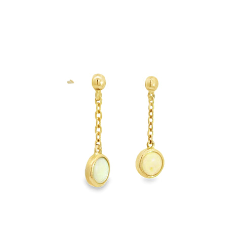 Light Opal Earrings in 14K Yellow Gold - Multicolour