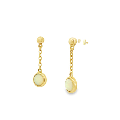 Light Opal Earrings in 14K Yellow Gold - Multicolour