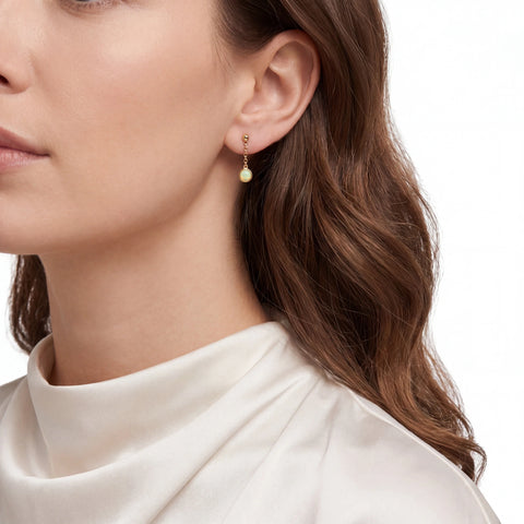 Light Opal Earrings in 14K Yellow Gold - Multicolour - Australian Opal Cutters and Pearl Divers