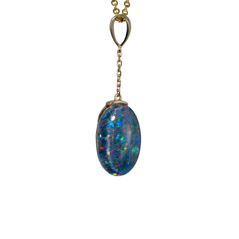Triplet Opal Pendant in 10K Yellow Gold - Multicolour