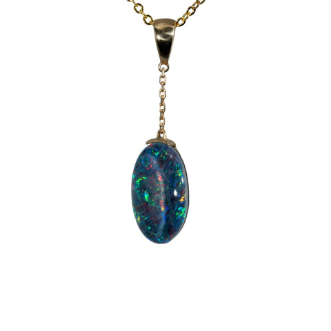 Triplet Opal Pendant in 10K Yellow Gold - Multicolour