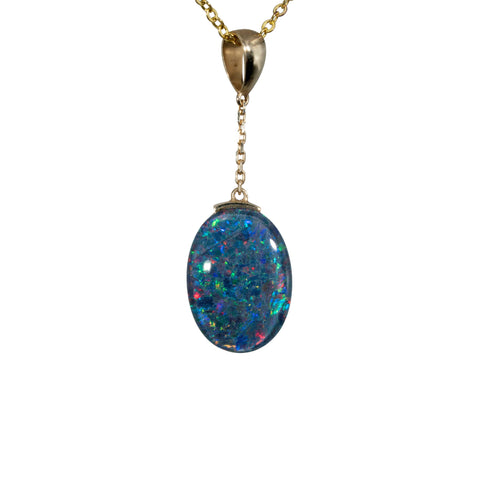 Triplet Opal Pendant in 10K Yellow Gold - Multicolour