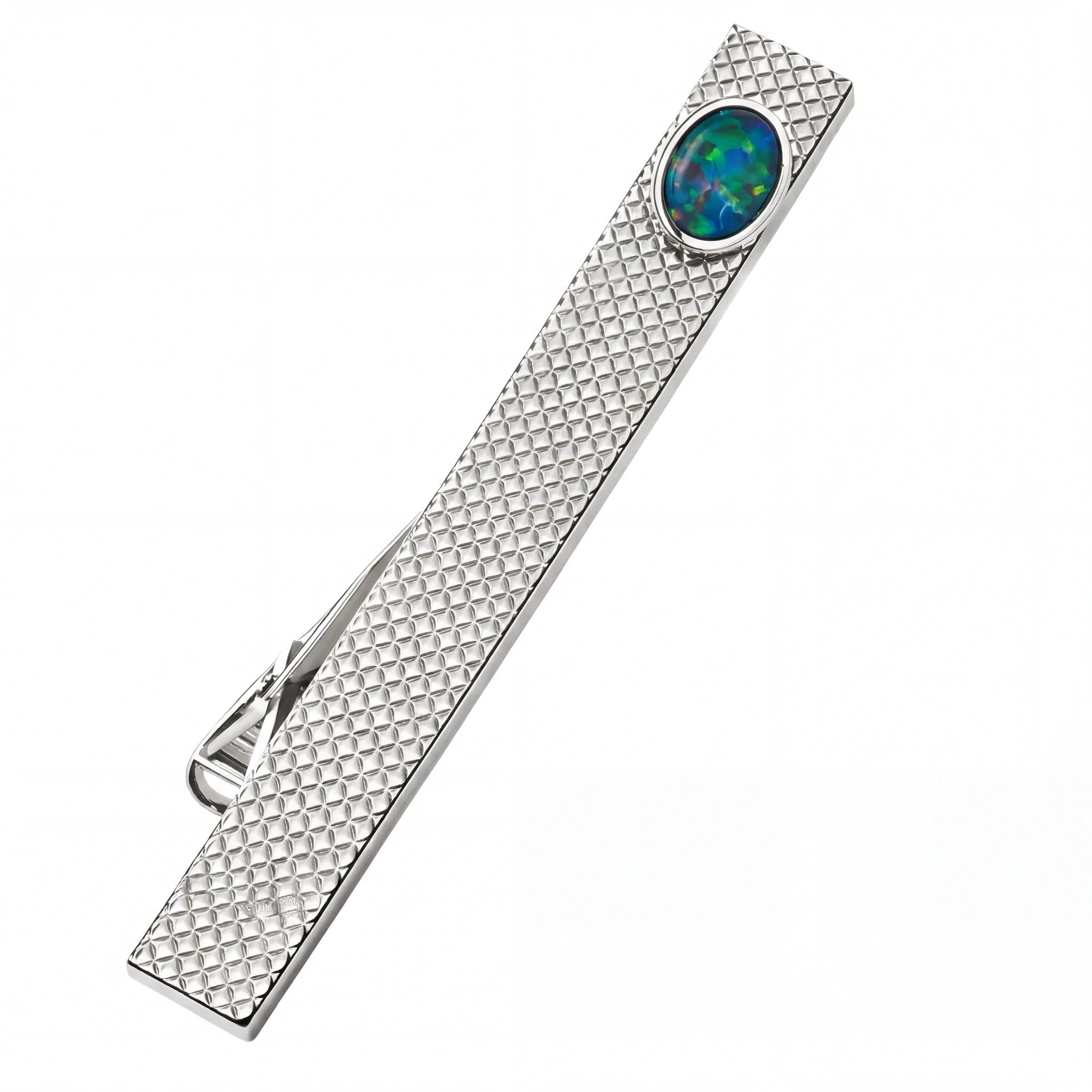 Triplet Tie Clip in Sterling Silver - Multicolour - Australian Opal Cutters and Pearl Divers