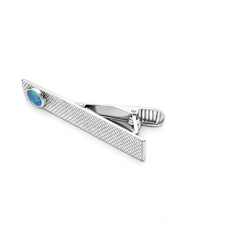 Triplet Tie Clip in Sterling Silver - Multicolour - Australian Opal Cutters and Pearl Divers