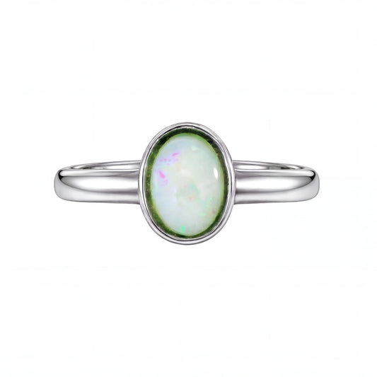 Light Opal Ring in Stainless Steel