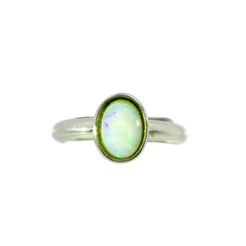 Light Opal Ring in 925 Stainless Steel - Green-Blue