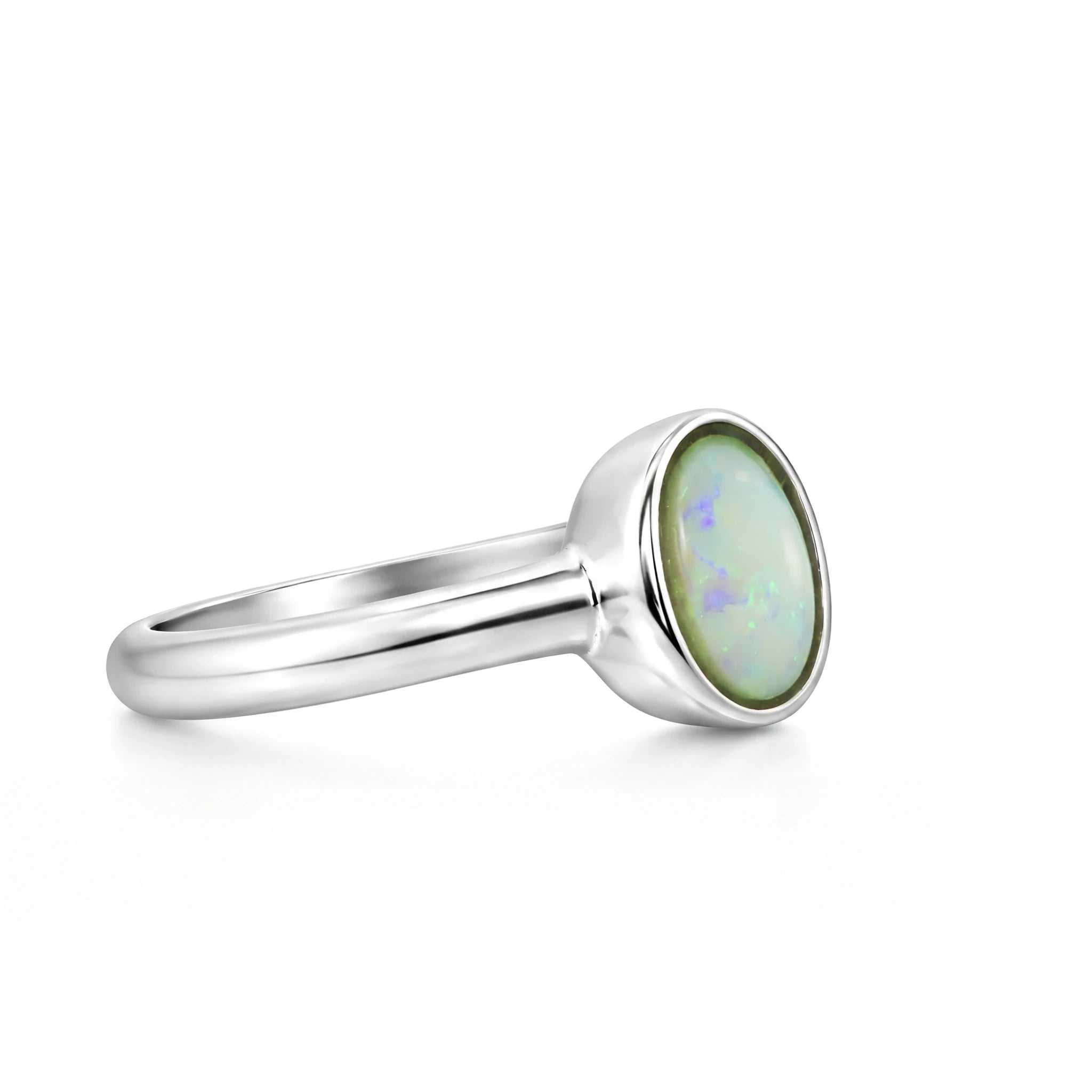 Light Opal Ring in Stainless Steel - Australian Opal Cutters and Pearl Divers