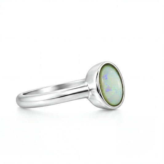 Light Opal Ring in Stainless Steel - Australian Opal Cutters and Pearl Divers