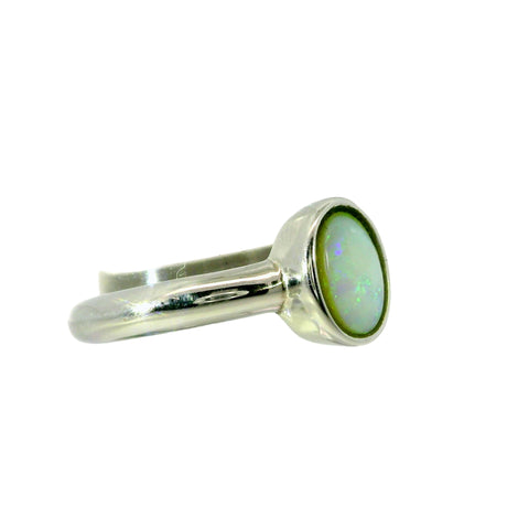 Light Opal Ring in 925 Stainless Steel - Green-Blue