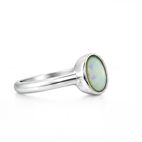 Light Opal Ring in Stainless Steel - Australian Opal Cutters and Pearl Divers