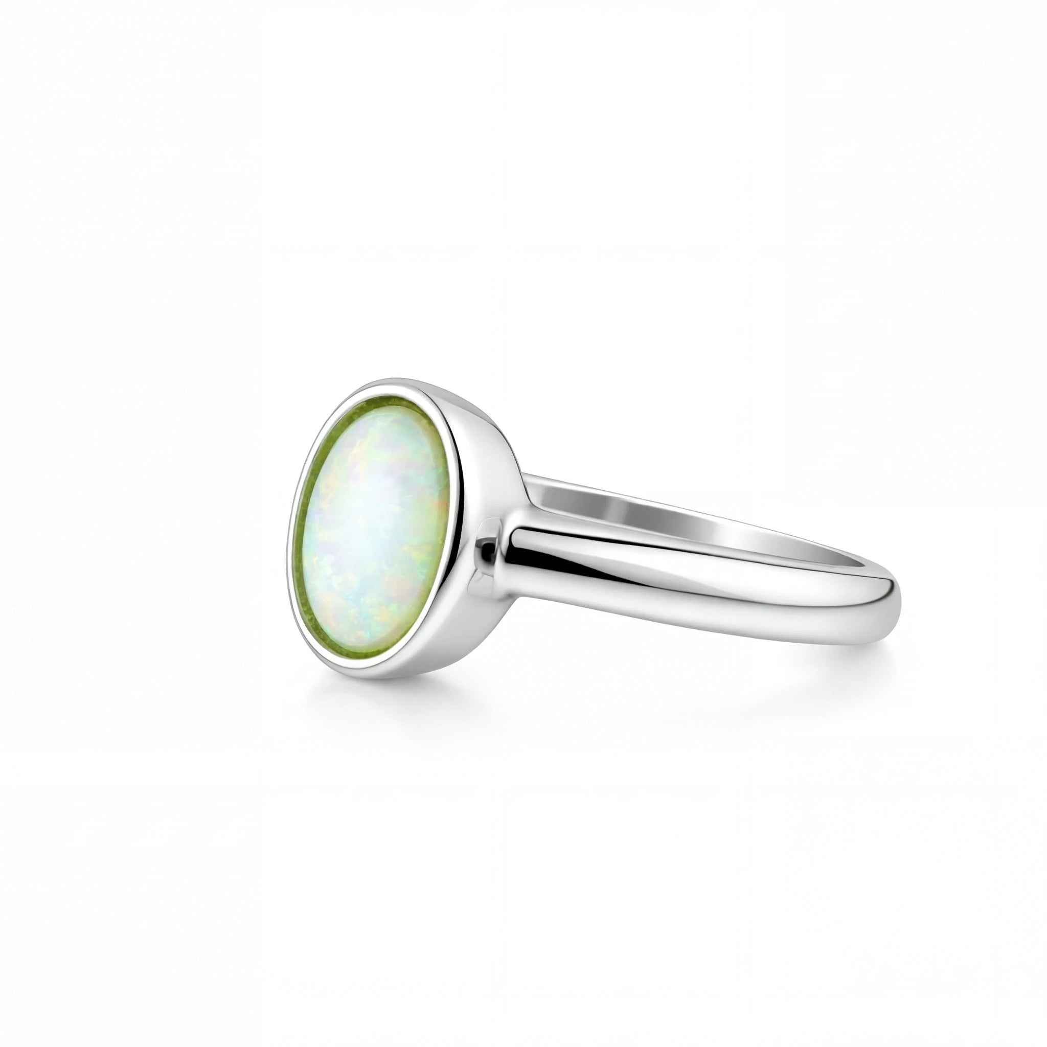Light Opal Ring in Stainless Steel - Australian Opal Cutters and Pearl Divers