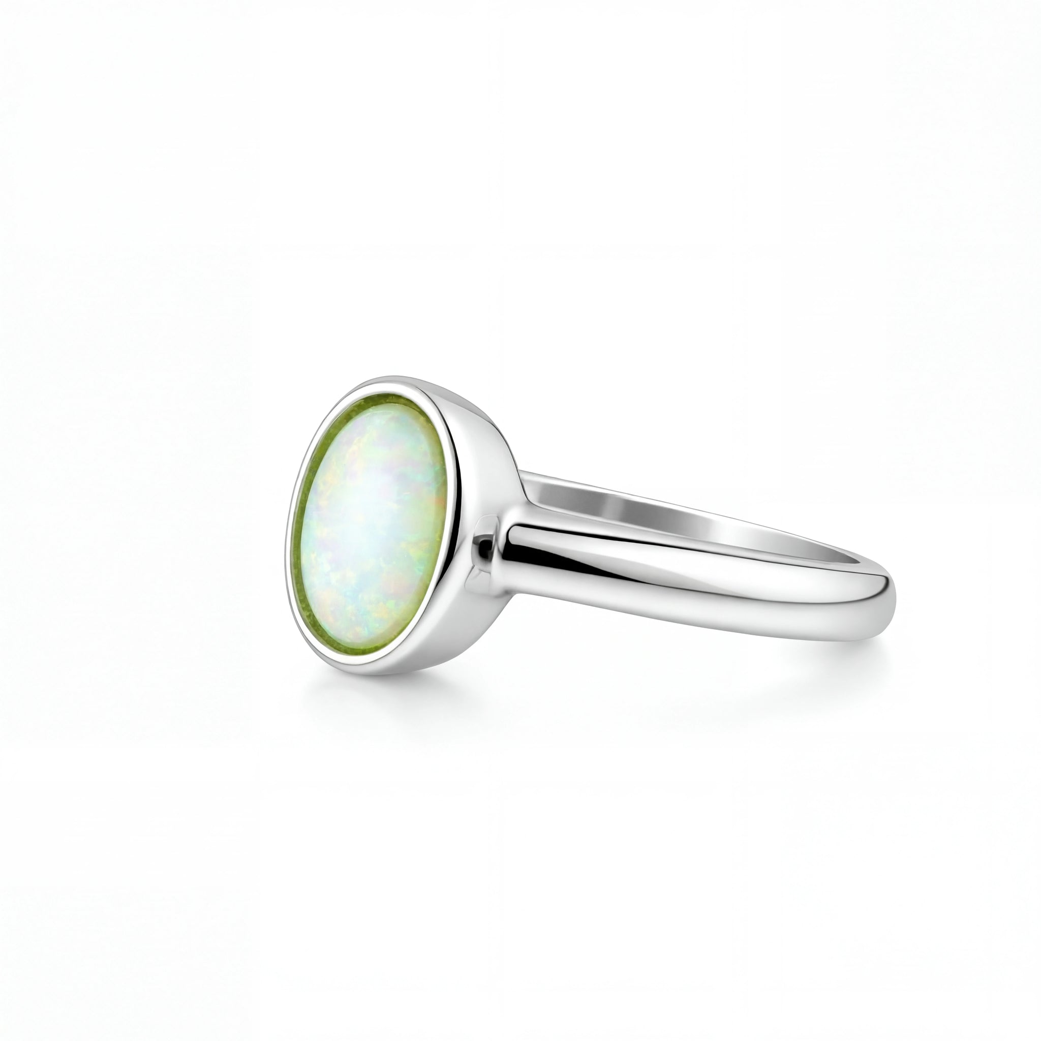 Light Opal Ring in Stainless Steel