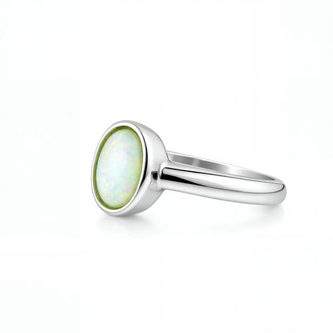Light Opal Ring in Stainless Steel