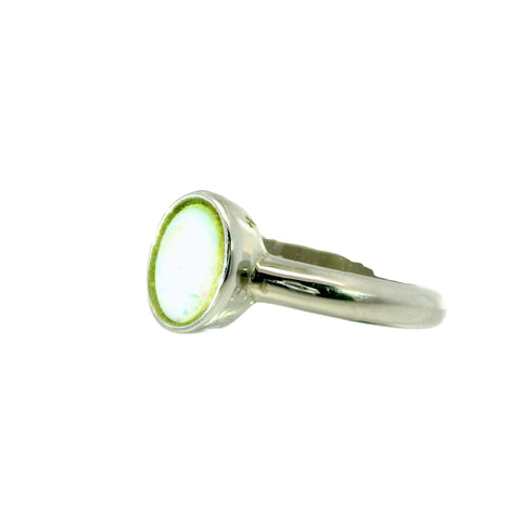 Light Opal Ring in 925 Stainless Steel - Green-Blue