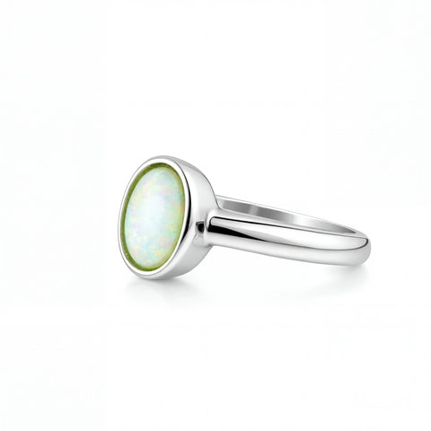 Light Opal Ring in Stainless Steel - Australian Opal Cutters and Pearl Divers