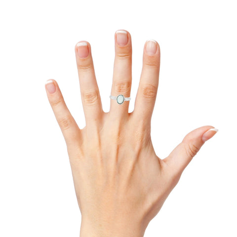 Light Opal Ring in 925 Stainless Steel - Green-Blue