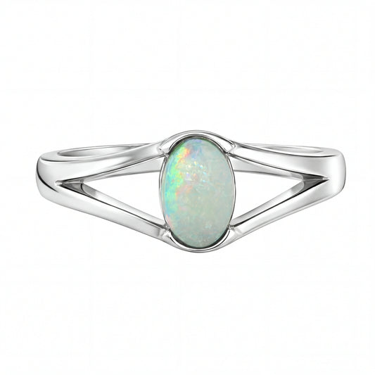 Light Opal Ring in Stainless Steel - Multicolour