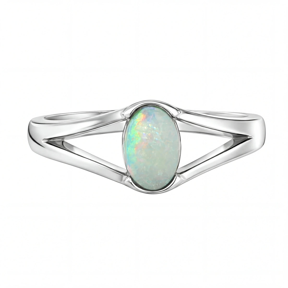 Light Opal Ring in Stainless Steel - Multicolour - Australian Opal Cutters and Pearl Divers