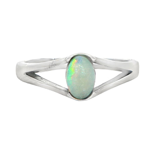 Light Opal Ring in Stainless Steel - Multicolour