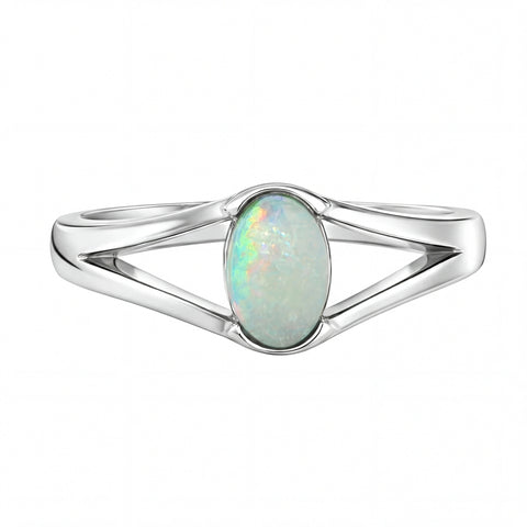Light Opal Ring in Stainless Steel - Multicolour - Australian Opal Cutters and Pearl Divers