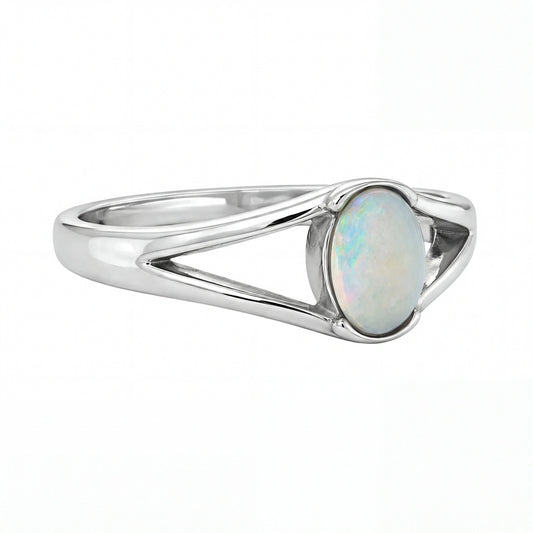Light Opal Ring in Stainless Steel - Multicolour - Australian Opal Cutters and Pearl Divers