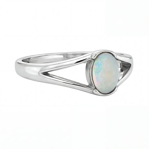 Light Opal Ring in Stainless Steel - Multicolour - Australian Opal Cutters and Pearl Divers