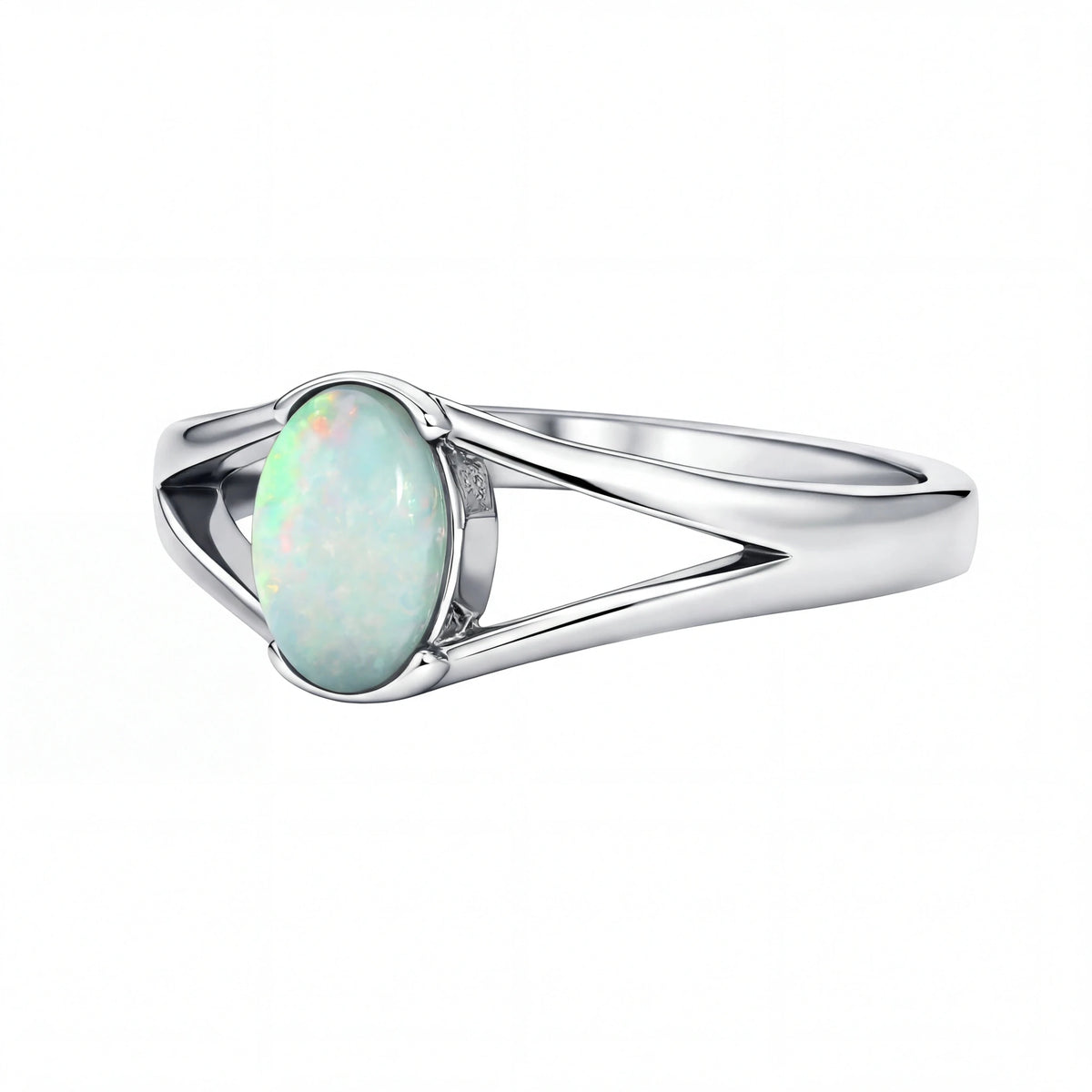 Light Opal Ring in Stainless Steel - Multicolour - Australian Opal Cutters and Pearl Divers