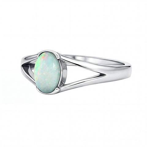 Light Opal Ring in Stainless Steel - Multicolour - Australian Opal Cutters and Pearl Divers