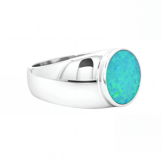 Australian Doublet Opal Ring set in 925 Sterling Silver - Australian Opal Cutters and Pearl Divers