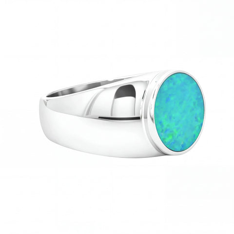Australian Doublet Opal Ring set in 925 Sterling Silver - Australian Opal Cutters and Pearl Divers