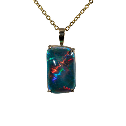 Triplet Opal Pendant in 14K Yellow Gold - Multicolour