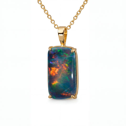 Triplet Opal Pendant in 14K Yellow Gold - Multicolour
