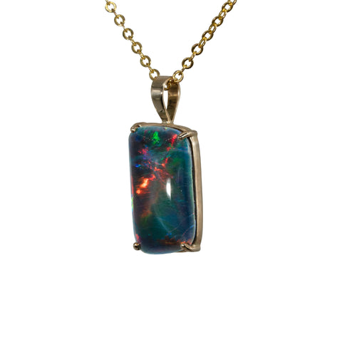 Triplet Opal Pendant in 14K Yellow Gold - Multicolour