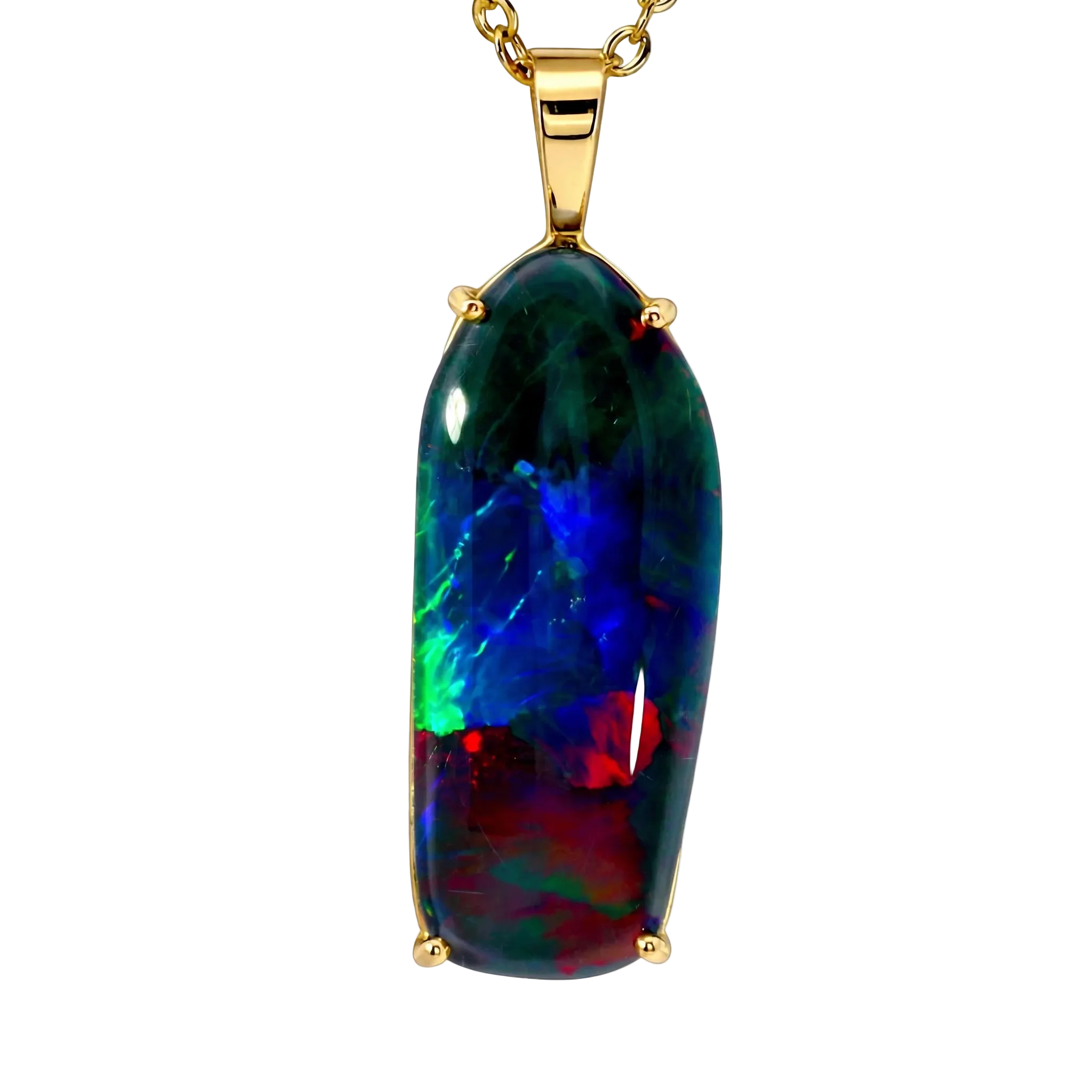 Triplet Opal Pendant in 14K Yellow Gold - Multicolour - Australian Opal Cutters and Pearl Divers