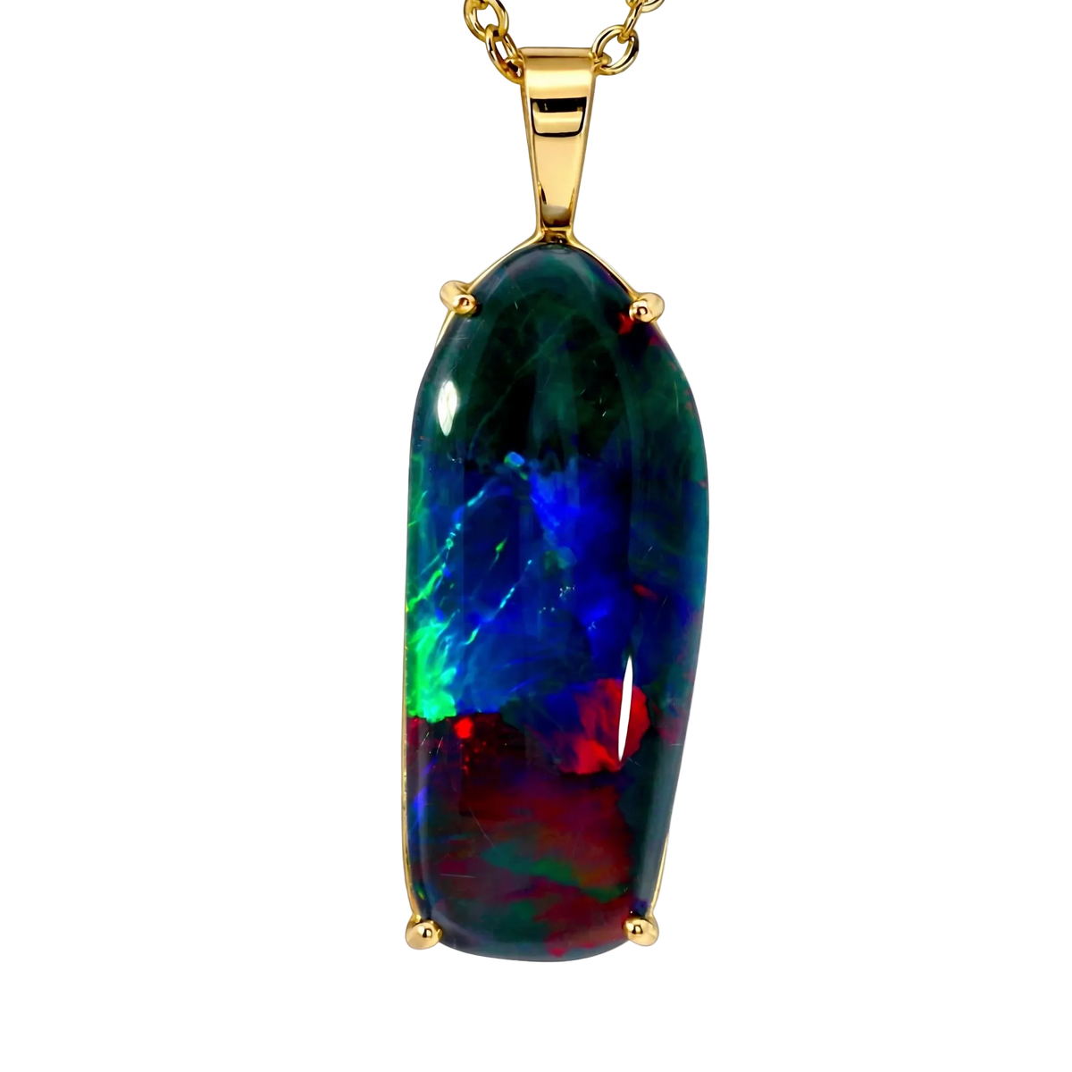 Triplet Opal Pendant in 14K Yellow Gold - Multicolour - Australian Opal Cutters and Pearl Divers