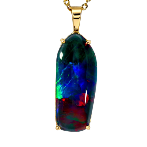 Triplet Opal Pendant in 14K Yellow Gold - Multicolour - Australian Opal Cutters and Pearl Divers