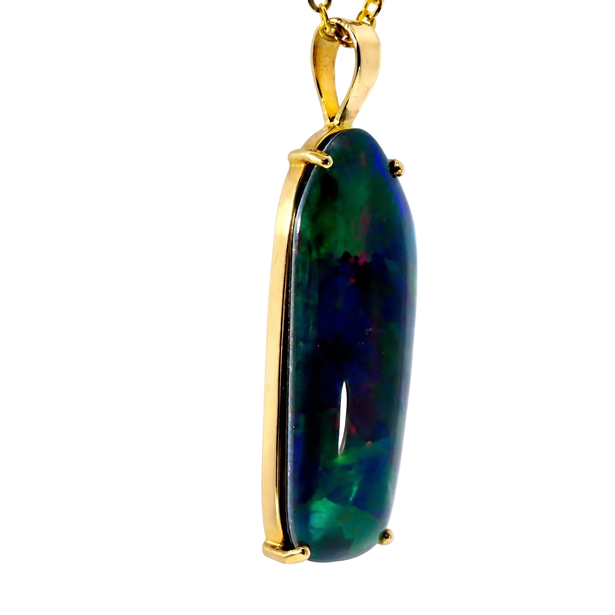 Triplet Opal Pendant in 14K Yellow Gold - Multicolour - Australian Opal Cutters and Pearl Divers